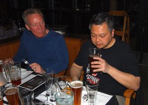 Norm trying a new beer