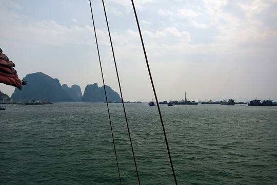 Departing Ha Long City harbour.