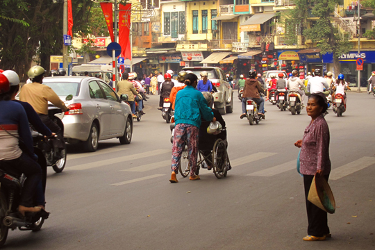 Hanoi traffic is neither pedestrian nor disabled-friendly.
