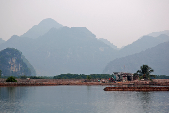 Mountains and ponds.