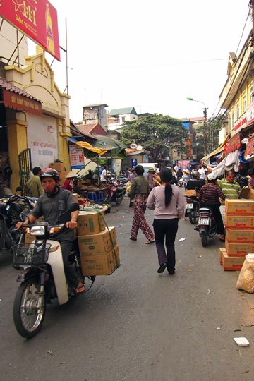 A Hanoi market delivery-motorcycle.
