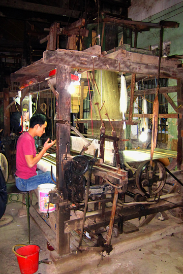 Silk weaving loom.