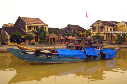 Vessel from the other side of the river canal. Old Town, Hoi An.