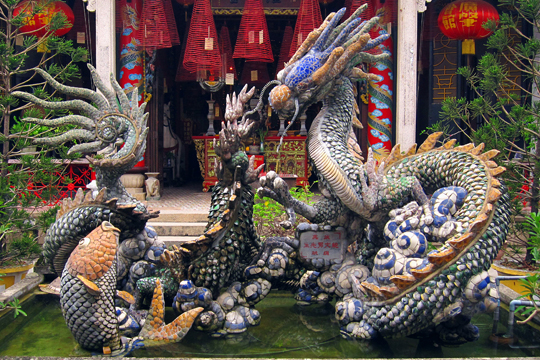 Chaotic dragon sculpture. Old Town, Hoi An.