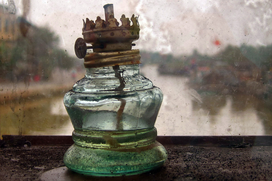 Oil lamp on foot bridge. Old Town, Hoi An.