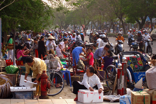 In front of the main building, Hue Central Market.