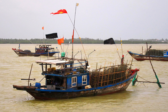 Wind-blown vessels, fishing village near Hoi An.