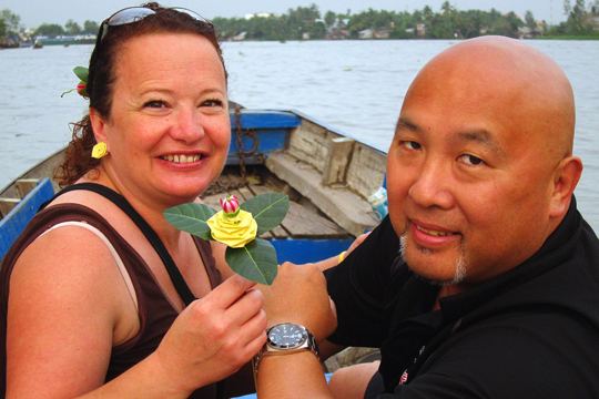 Eron and Roger on the Mekong, near Can Tho.
