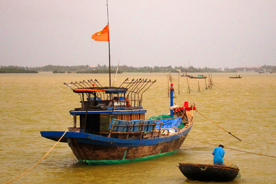 Wind-blown vessels 02, fishing village near Hoi An.