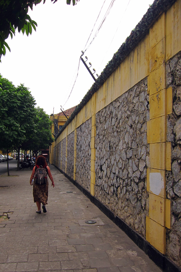 Outside the walls of the infamous Hanoi Hilton.