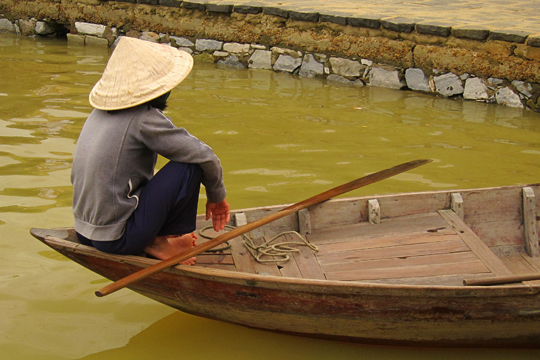 River-taxi waiting for business. Old Town, Hoi An.