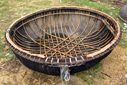 A traditional round row-boat, fishing village near Hoi An.