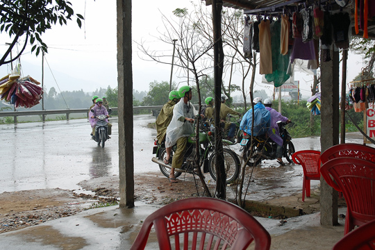 Yet another tour group rides in, Central Highlands.
