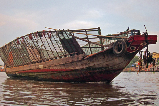 Bulk-goods carrier on the Mekong near Can Tho.