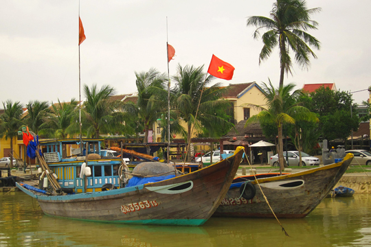Tied up fishing boats. Old Town, Hoi An.