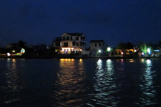 Lights along the Thu Bon River. Up-stream of Hoi An.