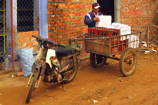Biere delivery "truck", fishing village near Hoi An.