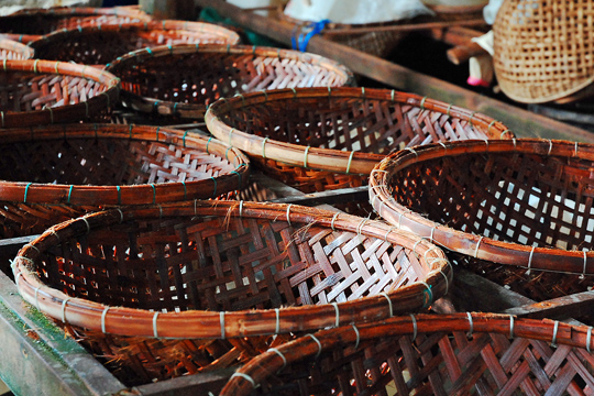 Fish Sauce straining baskets, fishing village near Hoi An.
