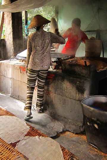 Making rice paper, near Can Tho.