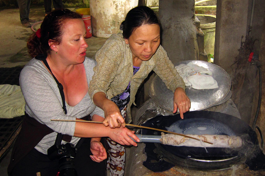 Eron making rice paper, Quang Nam Prov.