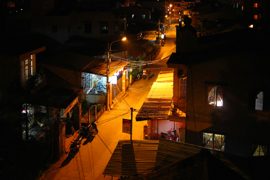 Night view from our hotel balcony, Hoi An.