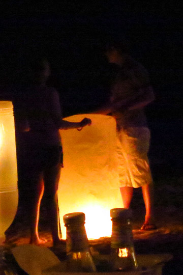 Lighting and preparing a Sky Lantern.