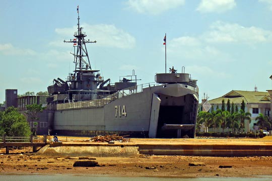 Thai Navy LST on static-display near terminal.