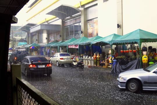 Shortly after arriving, the skies opened up.