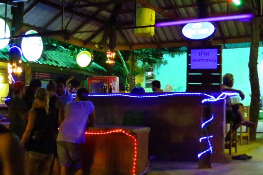Bar at one end of the stadium.
