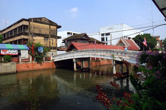 Bridge over canal next to hotel.