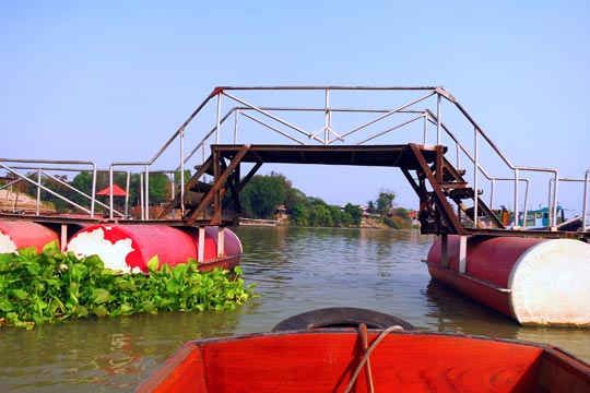 Passing under a pedestrian bridge.