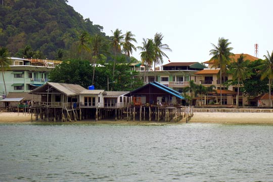 Shorefront buildings in Ban Saladan.