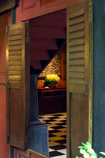 Looking into interior hallway of the house.