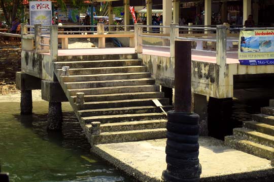 Manoeuvring into the dock, Ban Saladan.