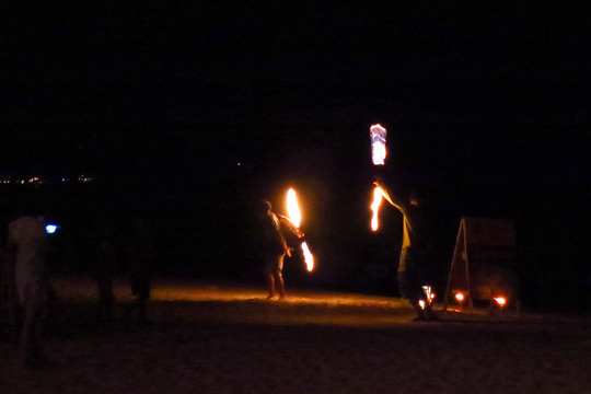 The San's Sunset Bar fire show.