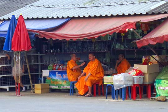 Buddhist Monks at a tea shop.