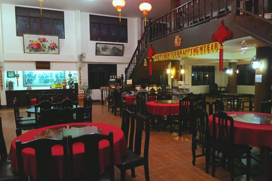 Deserted dining room at dinner - we were the only guests.