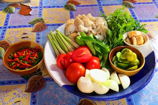 Ingredients for each course were laid out beautifully.