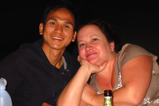 Lek and Eron at the Shin Sane Restaurant.