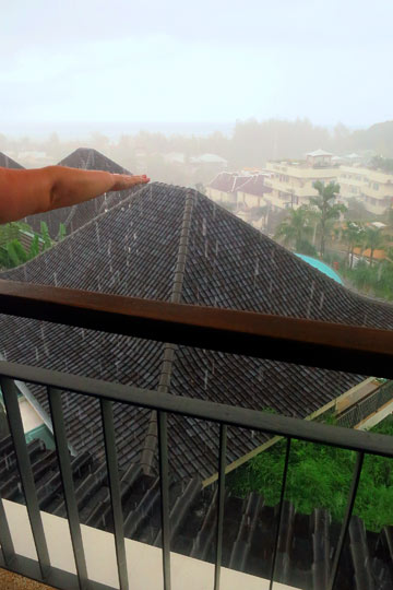 Downpour of torrential rain.