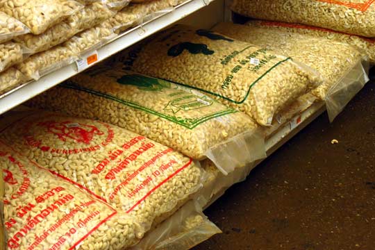 10 lb. bags of unroasted cashew nuts.