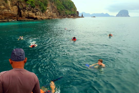 Recovering the snorkelers.