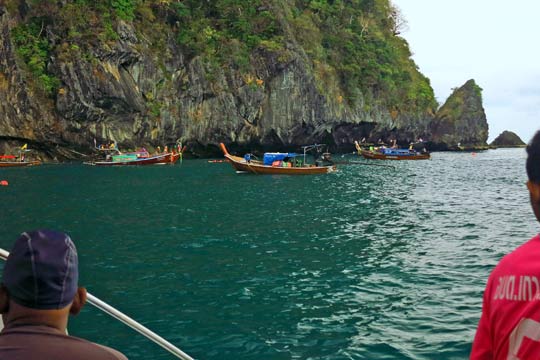 Other vessels are already there and waiting for their turn to approach.