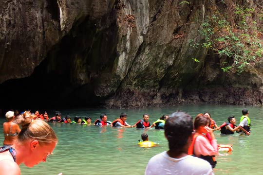 Another tour group has made it through.