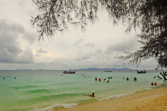 Longtail boats off Koh Kradan.