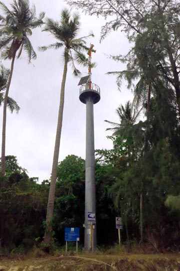 Tsunami warning siren tower.